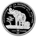 1992 Equatorial Guinea Silver 15000 Francos Elephants Proof