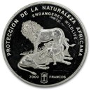 1992 Equatorial Guinea Silver 7000 Francos Lions Proof