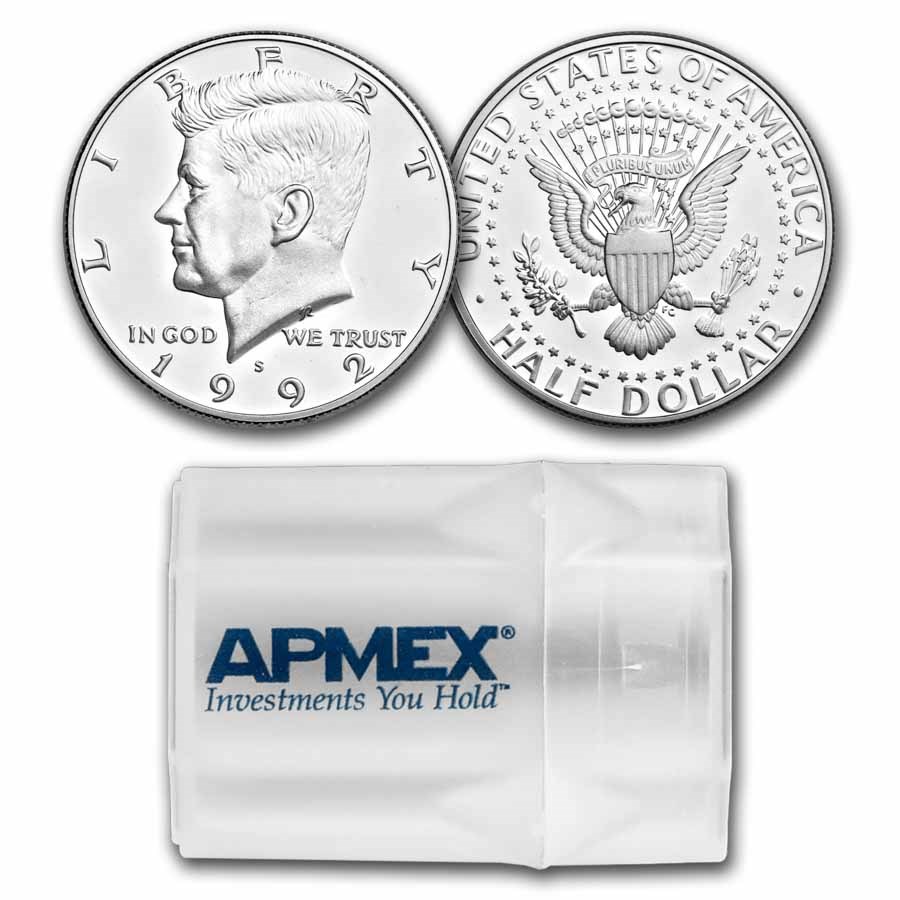 1992-S Silver Kennedy Half Dollar 20-Coin Roll Proof