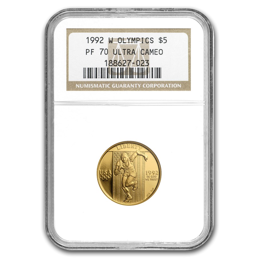1992-W Gold $5 Commem Olympic PF-70 NGC