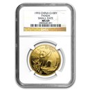 1993 China 1 oz Gold Panda Small Date MS-69 NGC