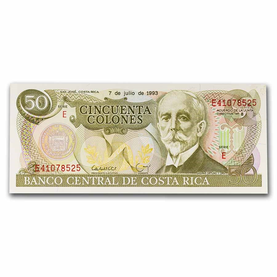 1993 Costa Rica 50 Colones CU