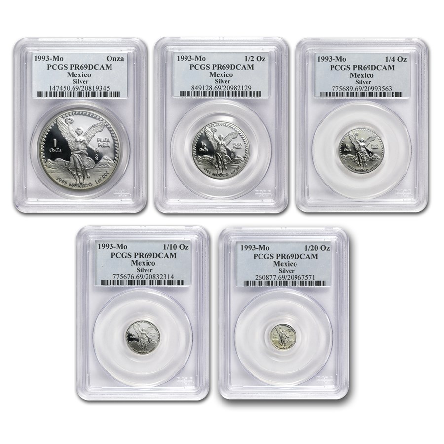 Buy 1993 Mexico 5-Coin Silver Libertad Set PR-69 PCGS (1.9 oz) | APMEX