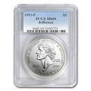 1993-P Jefferson 250th Anniv $1 Silver Commem MS-69 PCGS