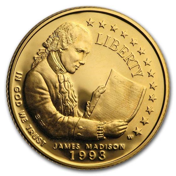 1993-W Gold $5 Commem Bill of Rights Proof (w/Box & COA)