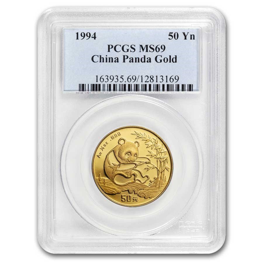 1994 China 1/2 oz Gold Panda Large Date MS-69 PCGS