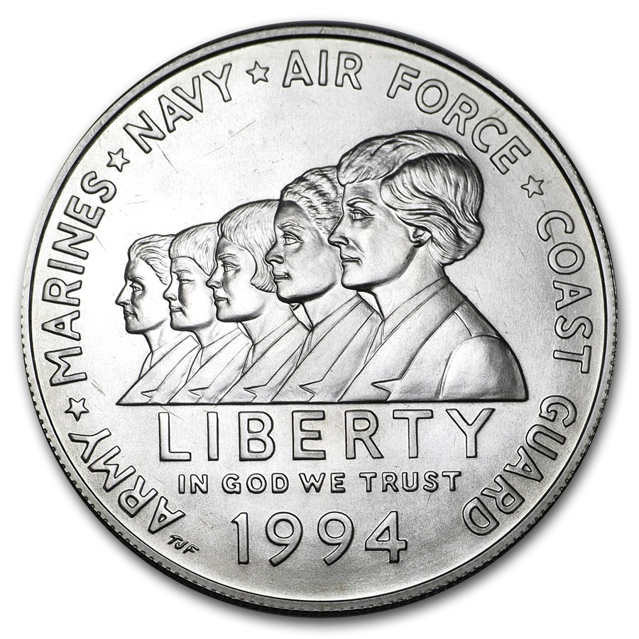 1994-W Women in Military $1 Silver Commem BU (w/Box & COA)