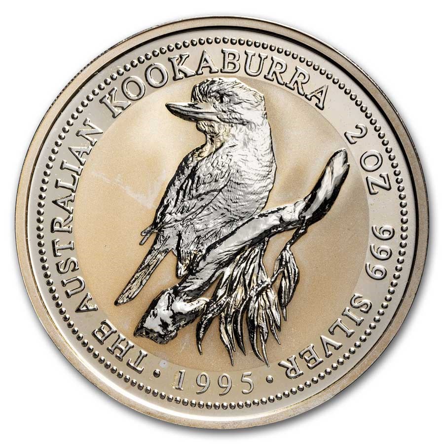 1995 Australia 2 oz Silver Kookaburra BU (Spotting)