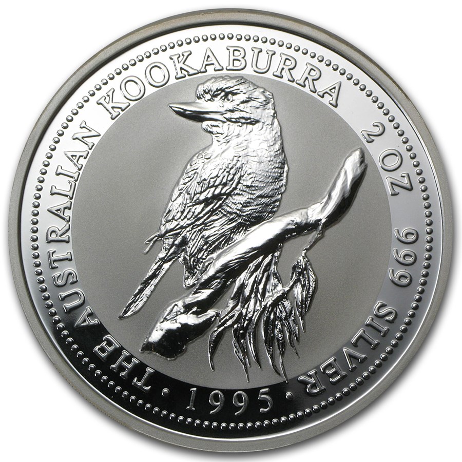 1995 Australia 2 oz Silver Kookaburra BU