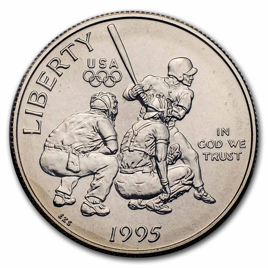 1995-S Olympic Baseball 1/2 Dollar Clad Commem BU (w/Box & COA)