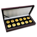 1996-2007 Australia 12-Coin 1 oz Gold Lunar Set BU (Box, Damaged)