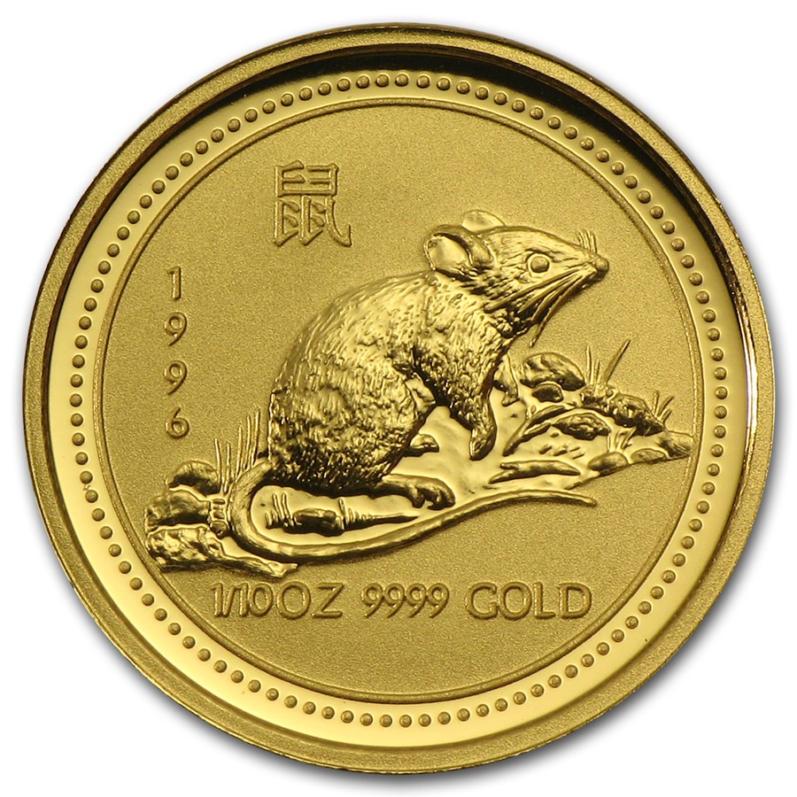 1996 Australia 1/10 oz Gold Lunar Rat (Series I)