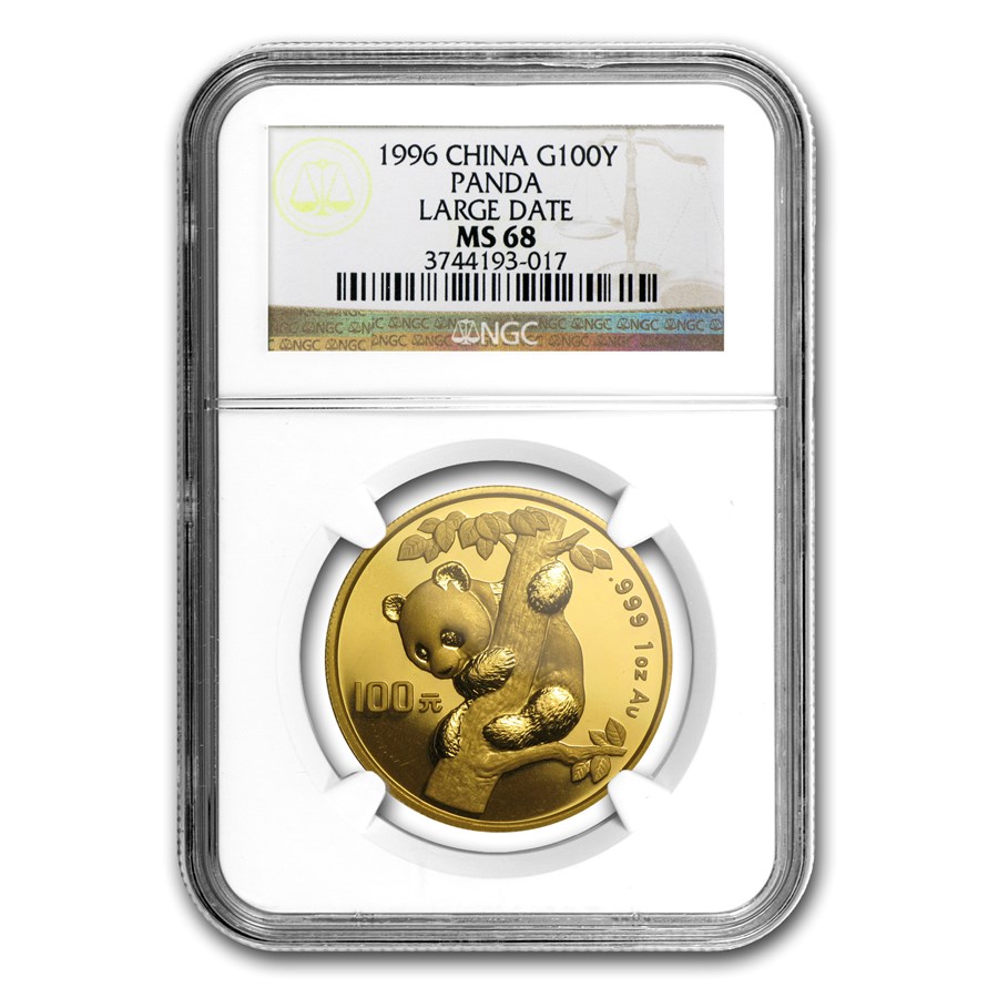 1996 China 1 oz Gold Panda Large Date MS-68 NGC