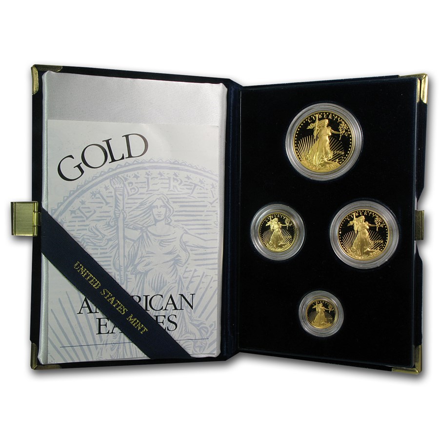 1996-W 4-Coin Proof American Gold Eagle Set (w/Box & COA)