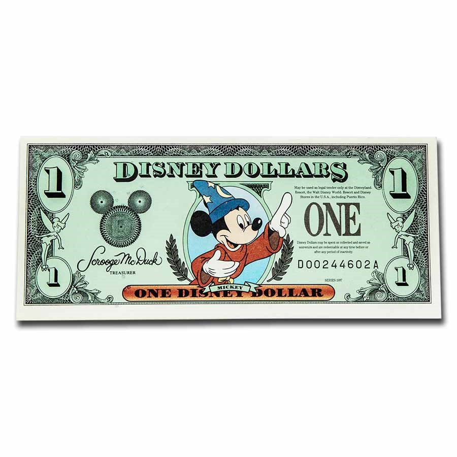 1997 $1.00 Disney World Sorcerer Mickey Gem AU