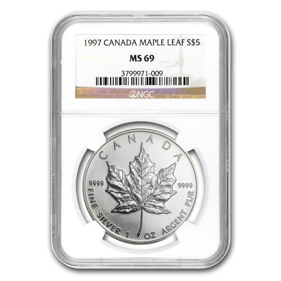 1997 Canada 1 oz Silver Maple Leaf MS-69 NGC