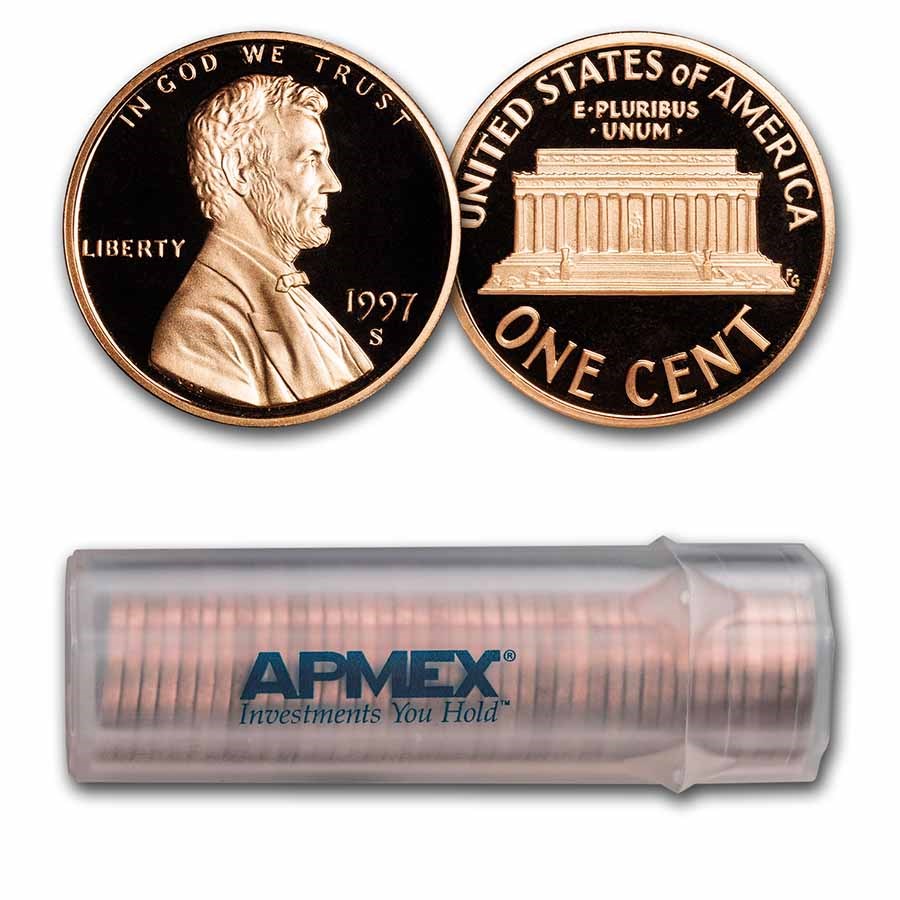 1997-S Lincoln Cent 50-Coin Roll Proof