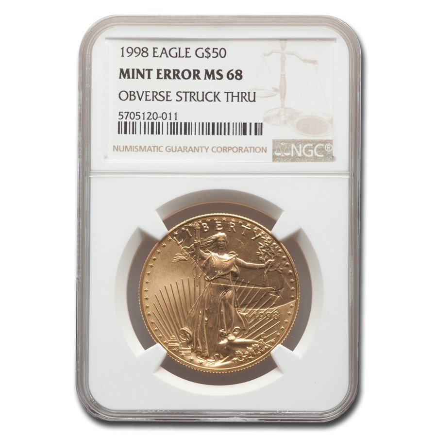 Buy 1998 1 oz American Gold Eagle MS-68 NGC (Error, Struck-Thru Obv ...