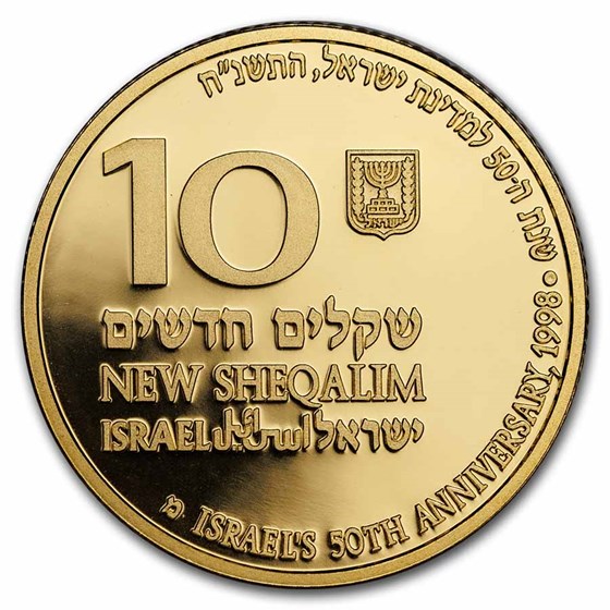 Buy 1998 Israel Gold 10 New Sheqalim 50th Independence Day Proof | APMEX