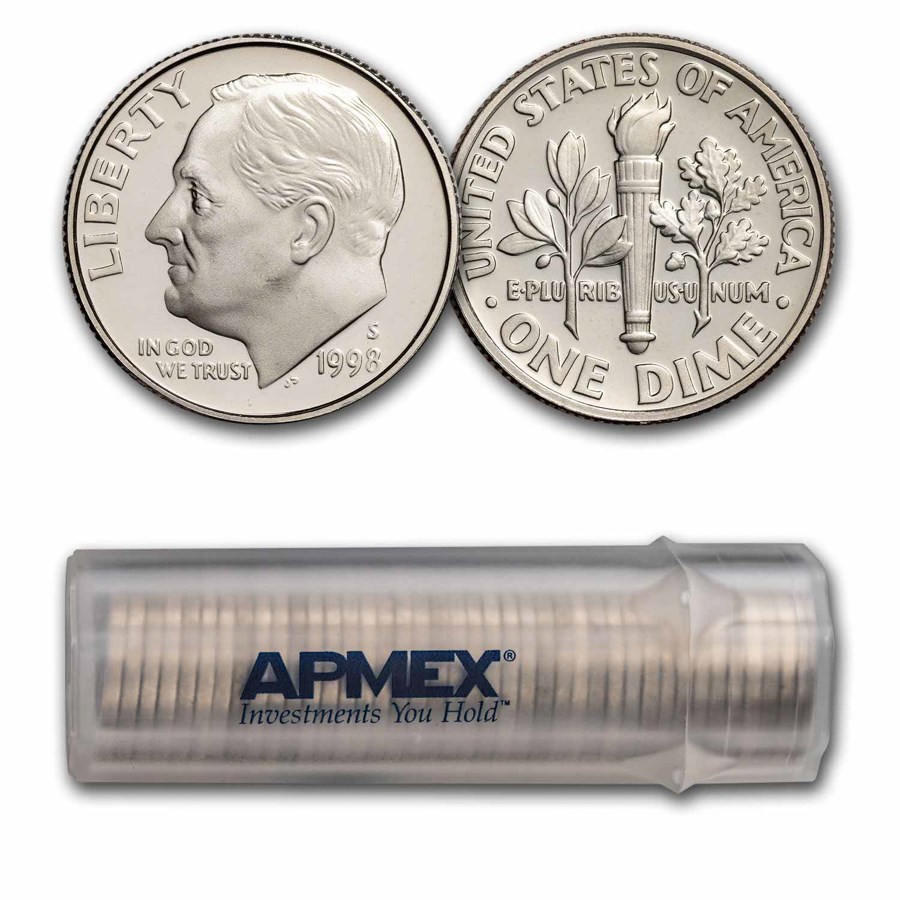 1998-S Roosevelt Dime 50-Coin Roll Proof