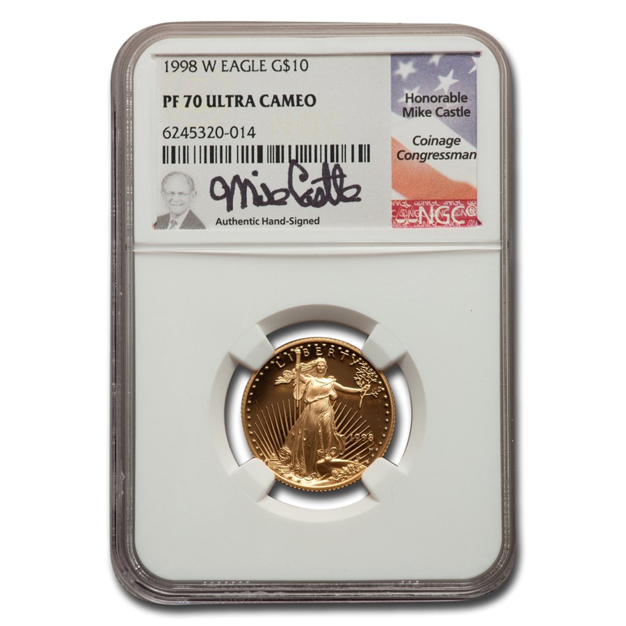 1998-W 1/4 oz Proof American Gold Eagle PF-70 UCAM NGC (Castle)