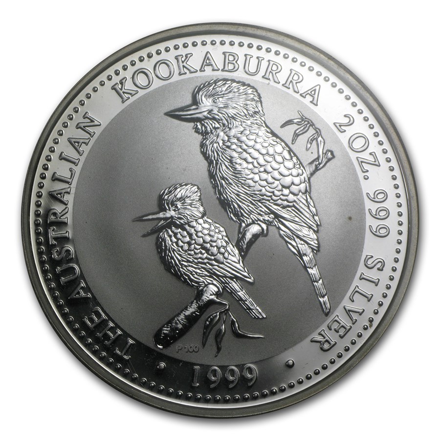 1999 Australia 2 oz Silver Kookaburra BU