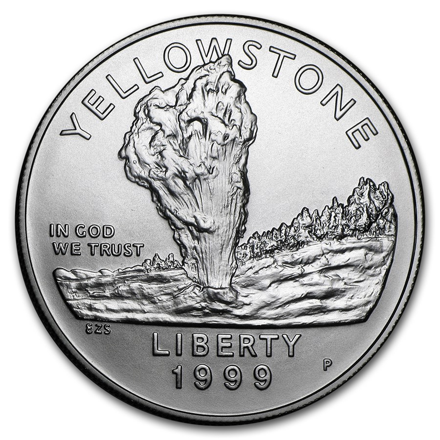 1999-P Yellowstone Park $1 Silver Commem BU (w/Box & COA)