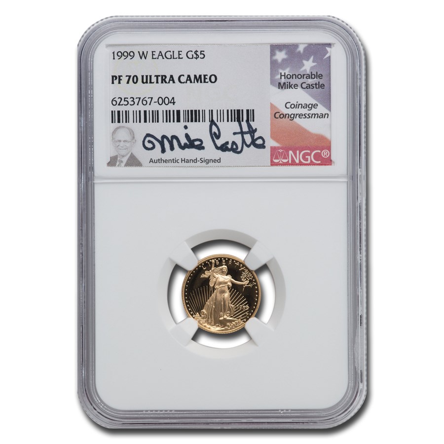 1999-W 1/10 oz Proof American Gold Eagle PF-70 UCAM NGC (Castle)