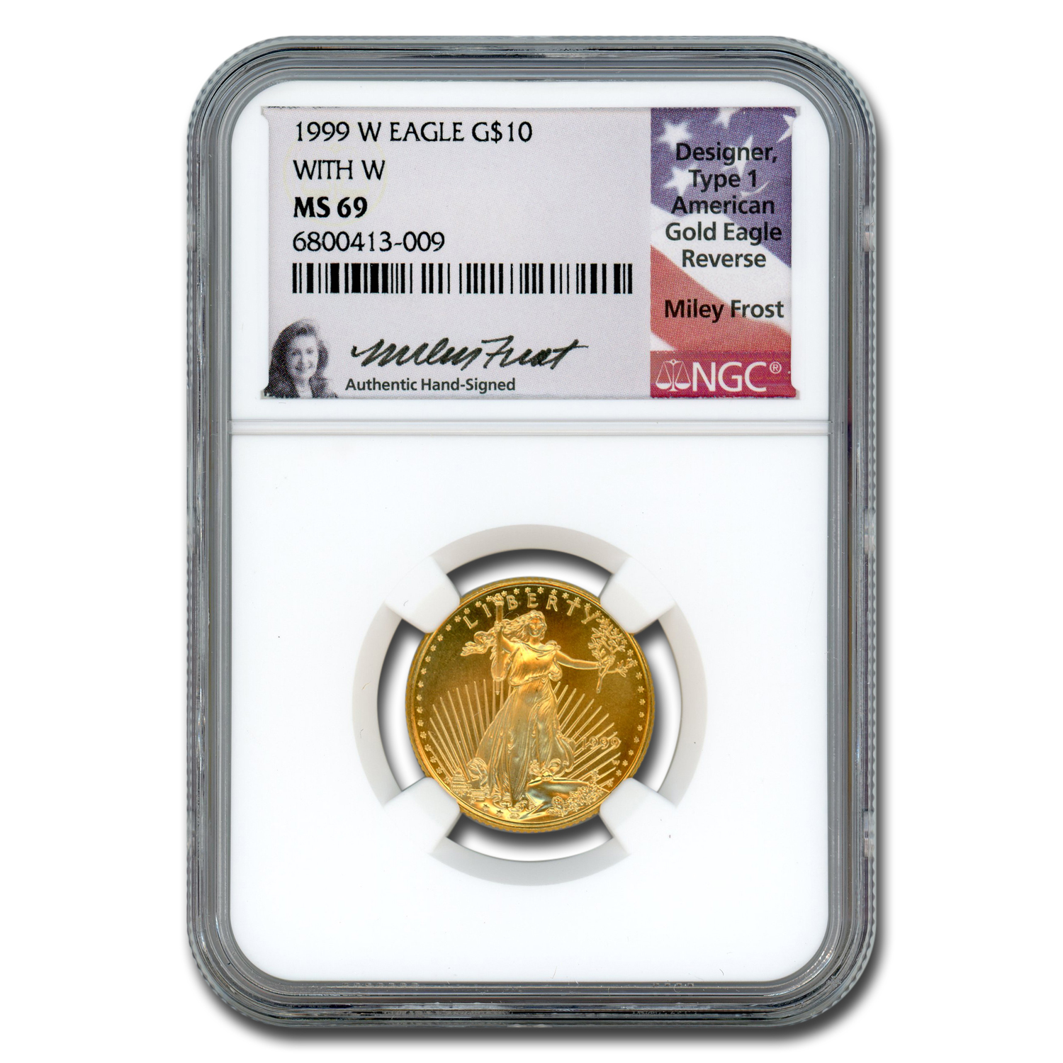 1999-W 1/4 oz American Gold Eagle MS-69 NGC (W Variety, Frost)