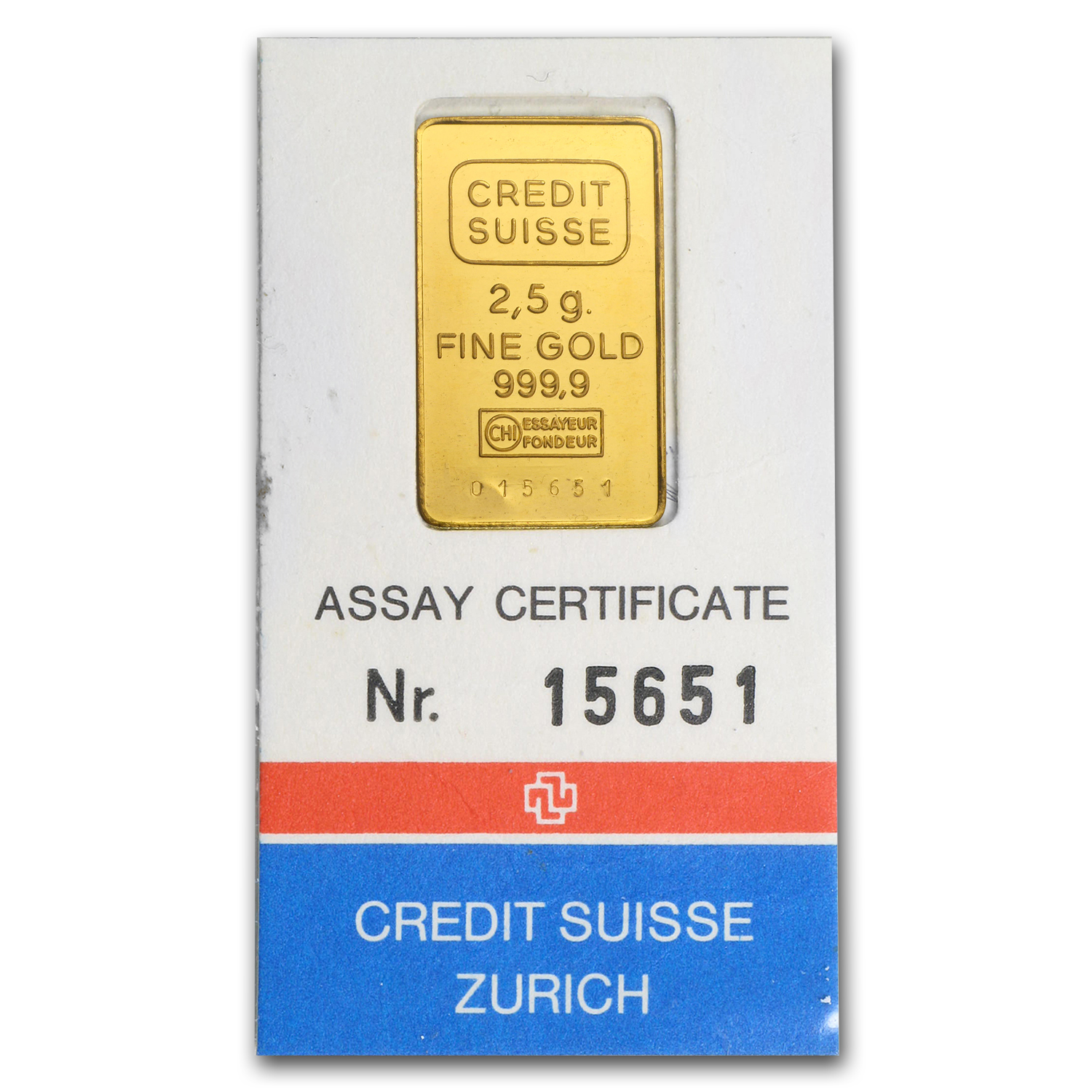 2.5 gr. credit suisse gold bar