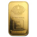 2 oz Gold Bar - Engelhard (Tall, Maple Design, Smooth, Border)