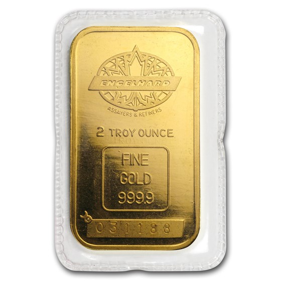 Buy 2 oz Gold Bar - Engelhard (Tall, Maple Design, Smooth, Border) | APMEX