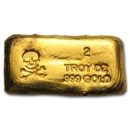 2 oz Hand Poured Gold Bar - Skull & Bones