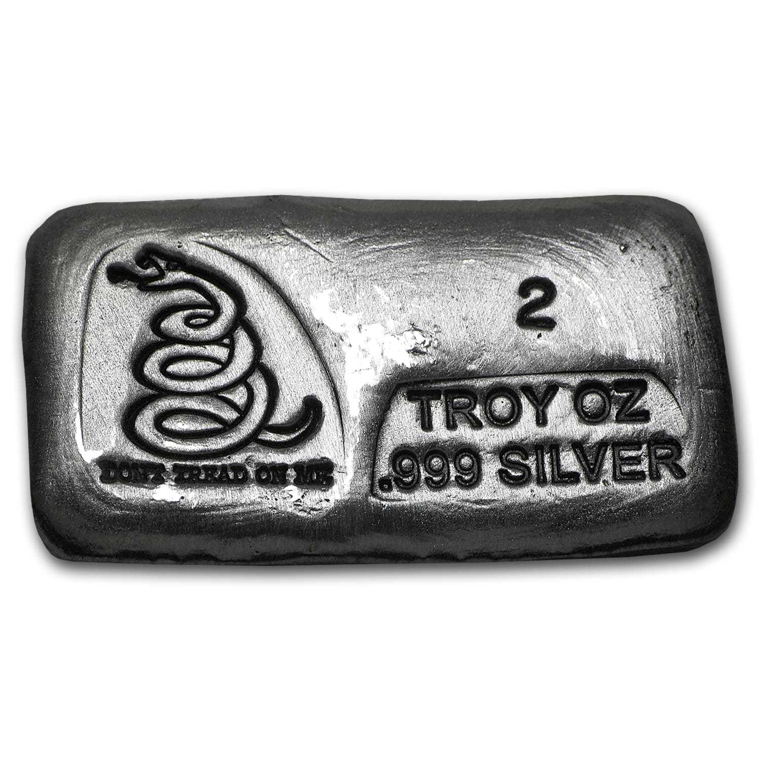Buy 2 oz Hand Poured Silver Bar - Don't Tread On Me | APMEX