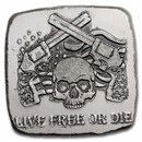 2 oz Hand Poured Silver Bar - Live Free or Die Skull & Guns