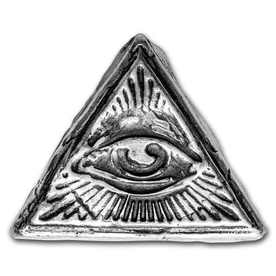 2 oz Hand Poured Silver Triangle - All Seeing Eye