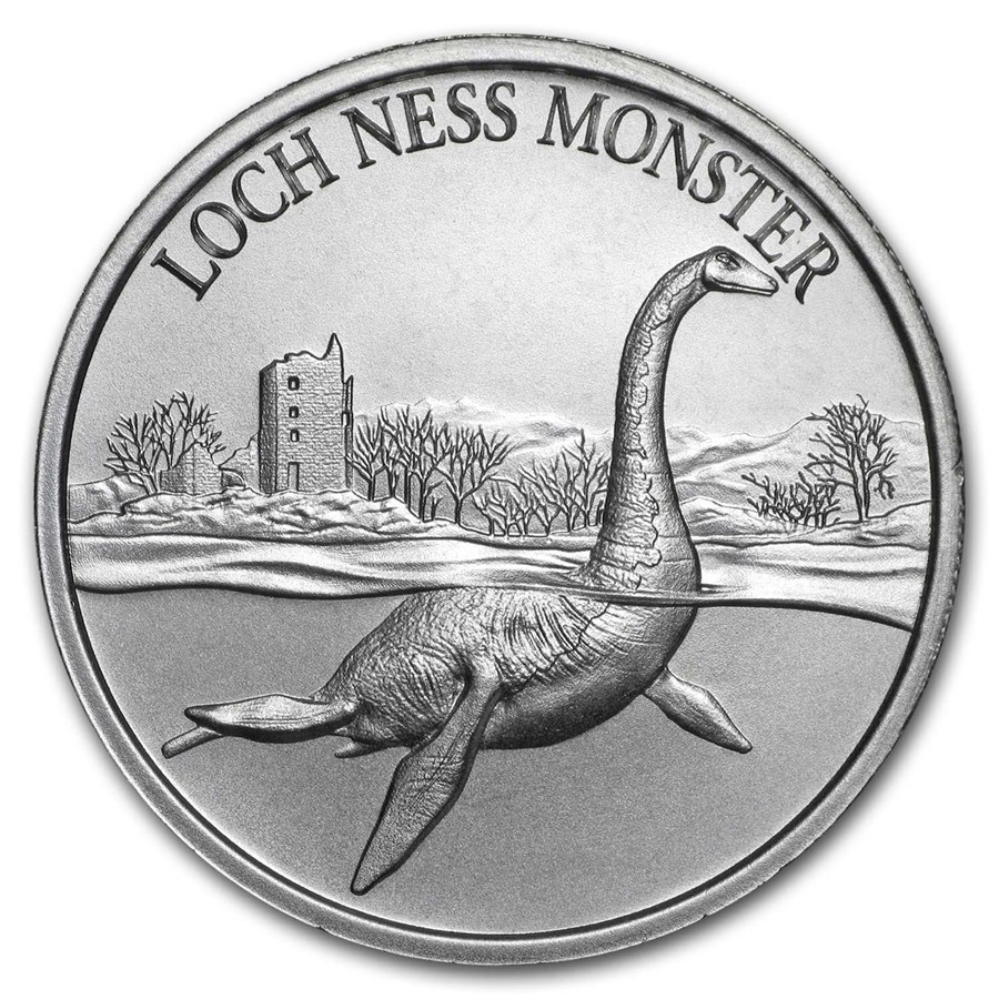 2 oz Silver High Relief Round - Loch Ness Monster