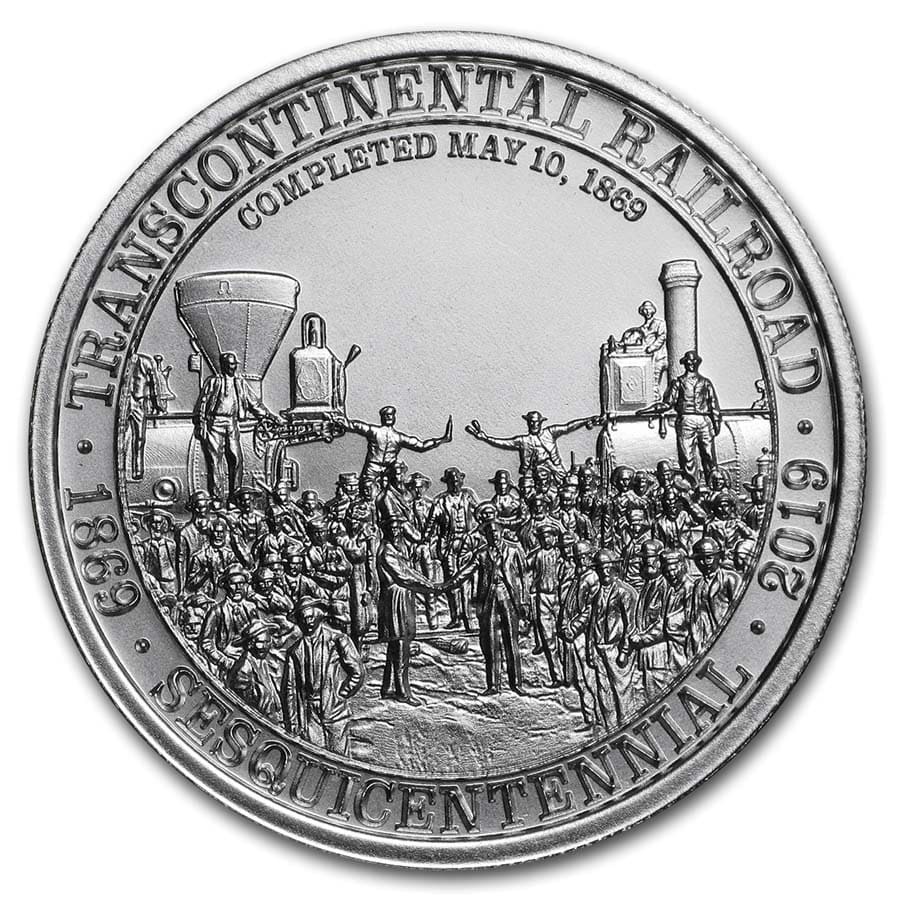 2 oz Silver High Relief Round - Transcontinental Railroad