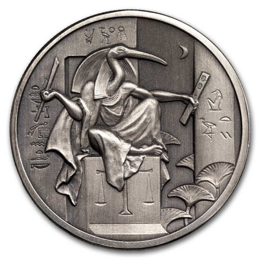 2 oz Silver UHR Round - Egyptian Gods Series: Thoth (Antiqued)