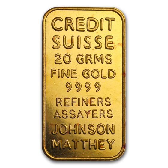 20 gram Gold Bar - Credit Suisse (Johnson Matthey Assayer)