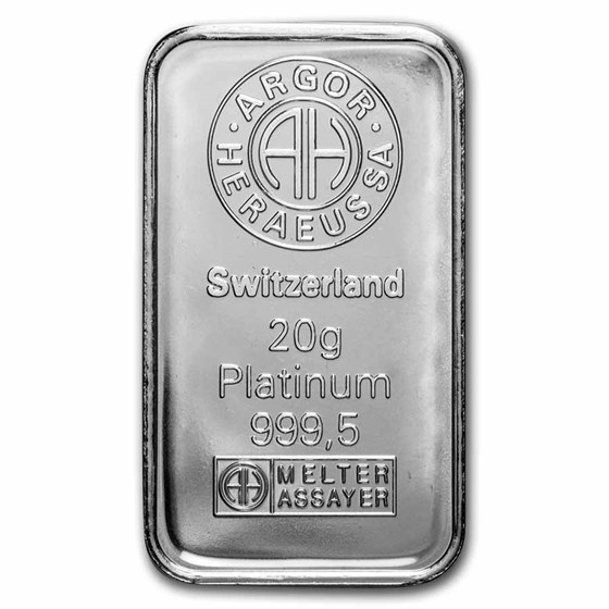 Buy 20 gram Platinum Bar - Argor-Heraeus (In Assay) | APMEX