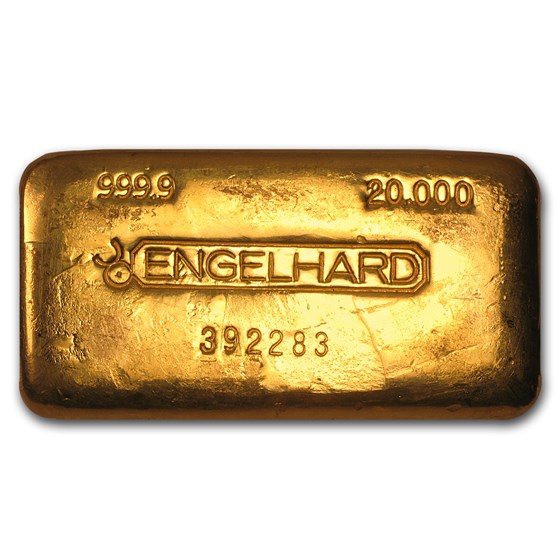 Buy 20 oz Gold Bar - Engelhard (Poured/Loaf-Style, Bull Logo) | APMEX