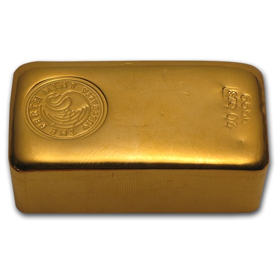 Buy 20 oz Gold Bar - Perth Mint (Poured, Loaf-Style) | APMEX