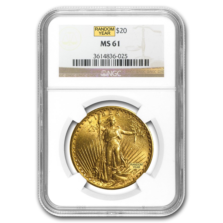 $20 St Gaudens Gold Double Eagle MS-61 NGC (Random)