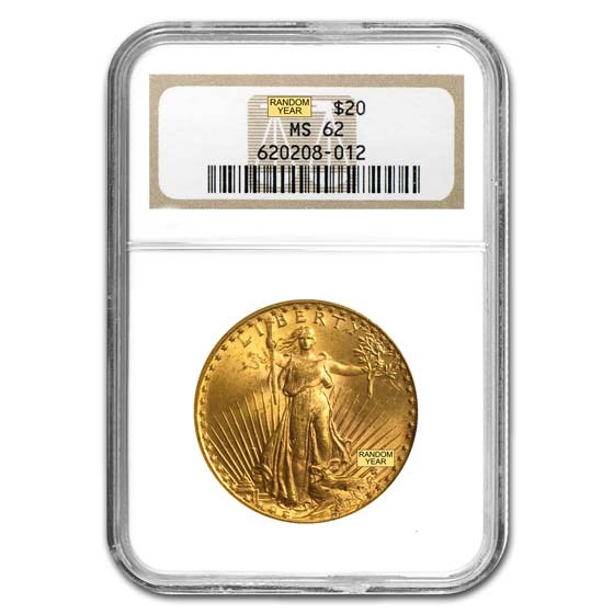 $20 St Gaudens Gold Double Eagle MS-62 NGC (Random)