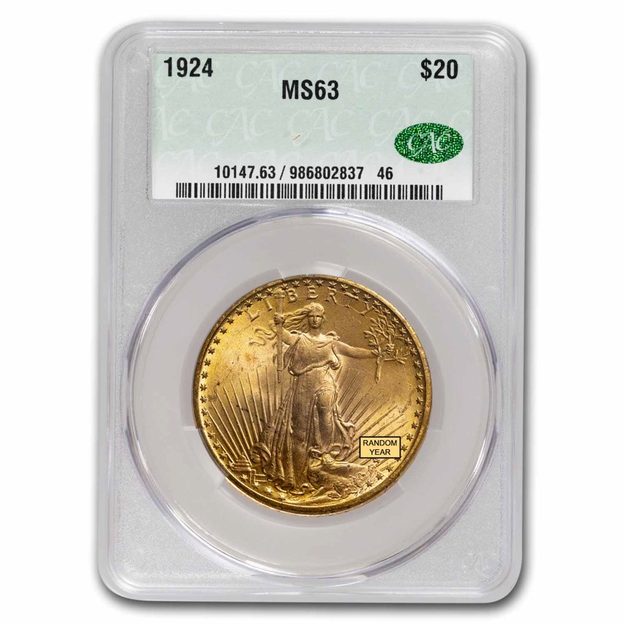 $20 St Gaudens Gold Double Eagle MS-63 CACG (Random)