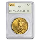 $20 St Gaudens Gold Double Eagle MS-63 PCGS (Rattler, Random)