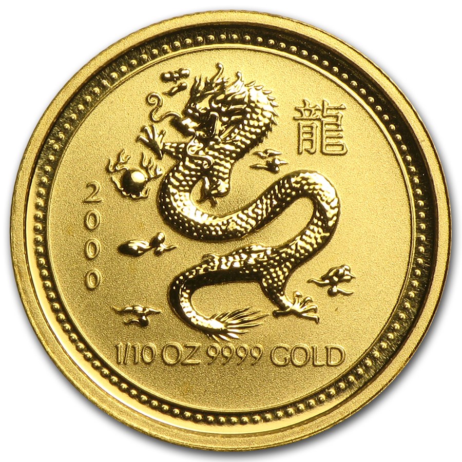 Buy 2000 1/10 oz Gold Year of the Dragon Lunar SI (Light Abrasions) | APMEX