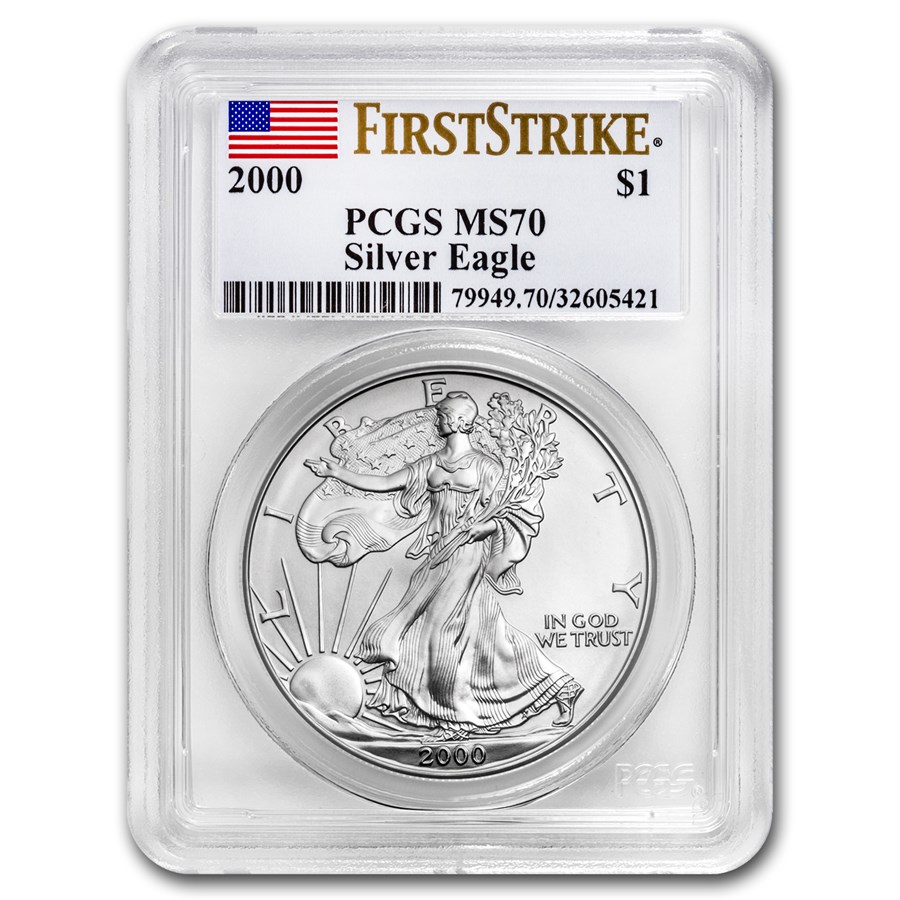 Buy 2000 1 oz American Silver Eagle MS-70 PCGS (FirstStrike®) | APMEX