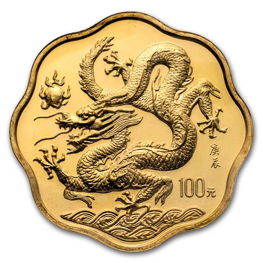 2000 China 1/2 oz Gold Year of the Dragon Flower (w/Box and COA)